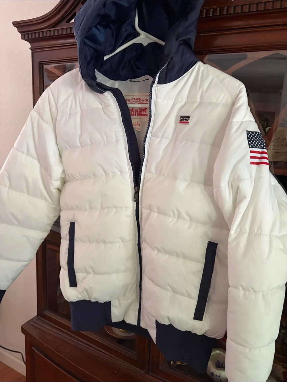 Levi's White Jacket with Navy Trim